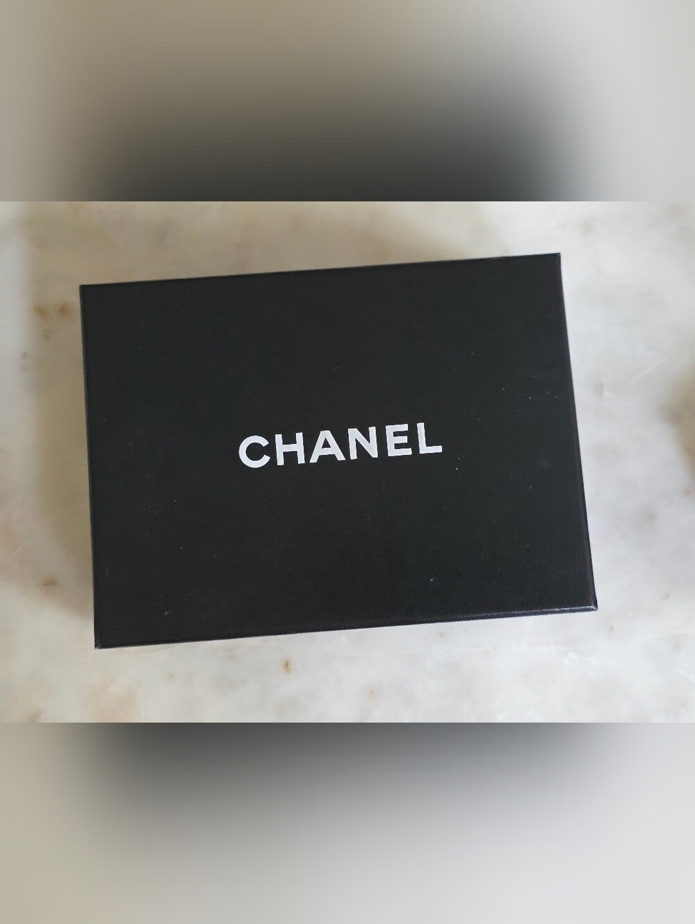 Authentic Chanel Empty Gift Box W/ Dust Cover &card -6.6"Wx4.9"Hx1.75"D